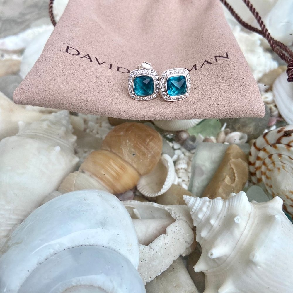 David Yurman Petite Albion Blue Topaz Studs
